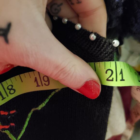 Vintage Halloween Maximalist Beaded Cardigan Sweater Vest Kitschy Spider Webs - Picture 3 of 10